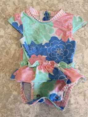 Rufflebutts Baby Swimsuit in Pastel Pink, Blue & Mint